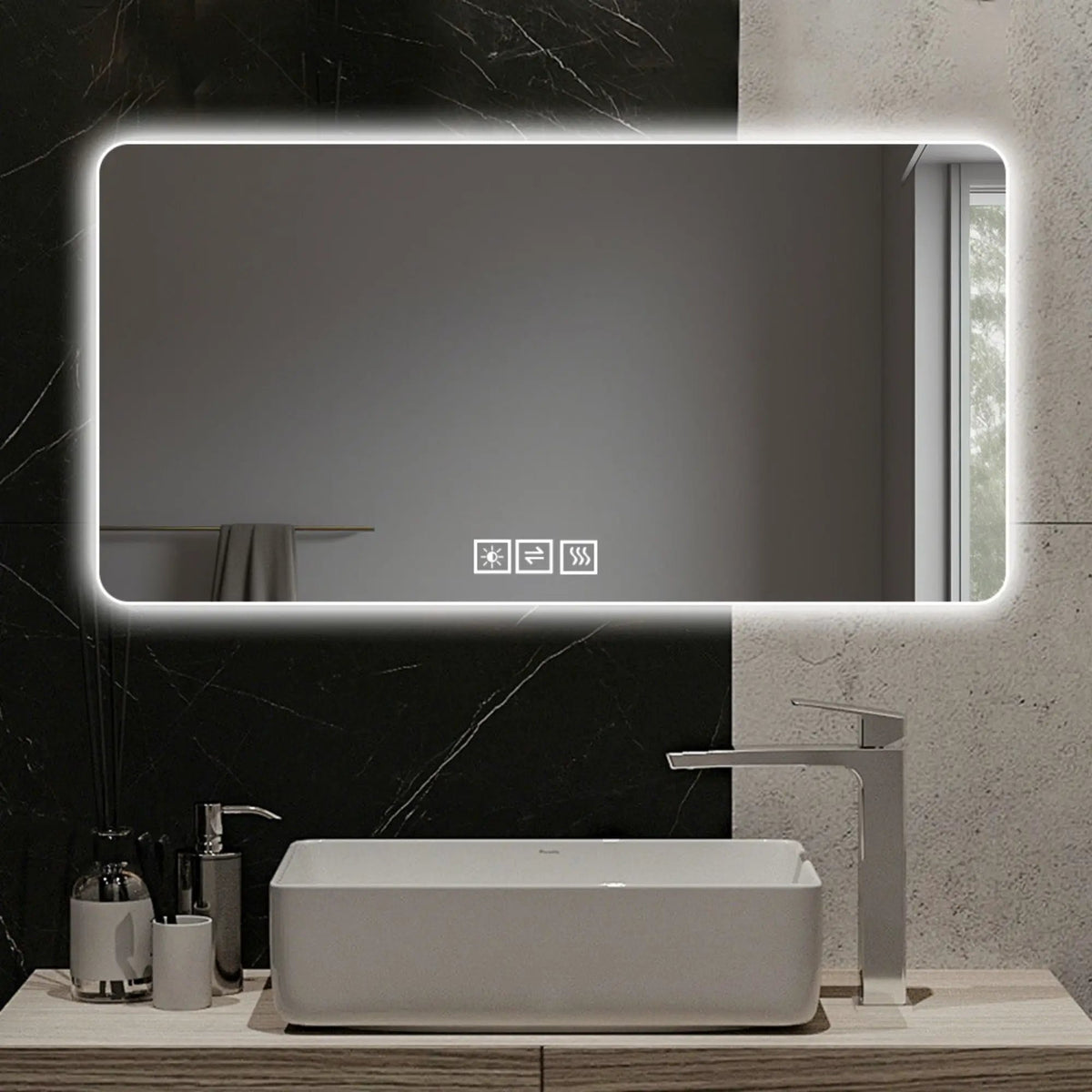 LED Bathroom Mirror | 59 Inch Width | 3 Color Dimmable Backlight | Corrosion Resistant