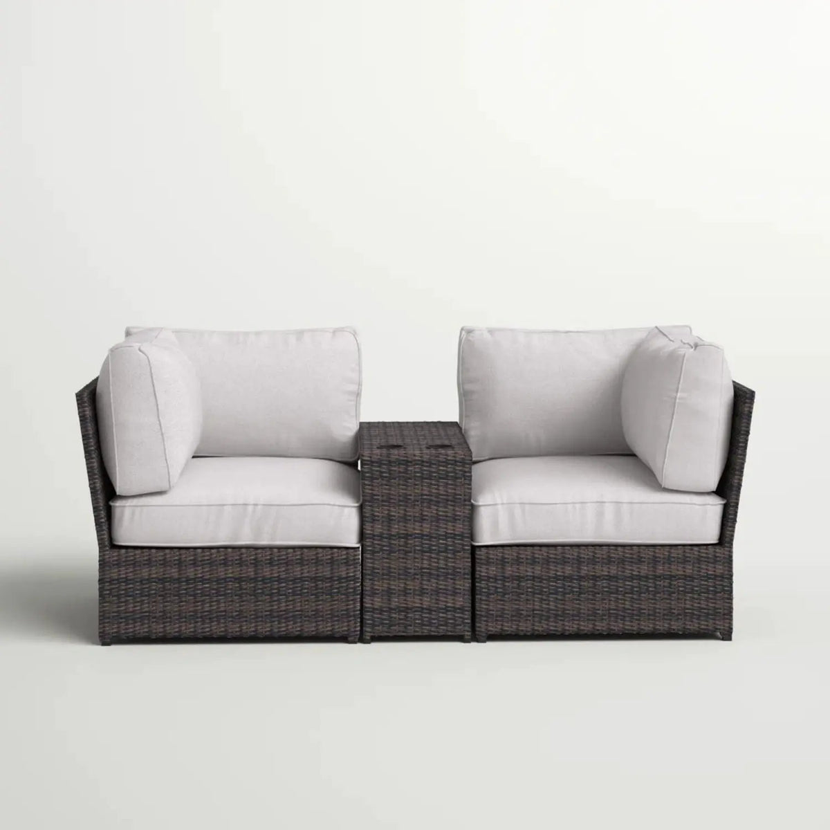 Outdoor Wicker Loveseat | 3-Piece Set | Aluminum Frame | 5 Inch Cushions