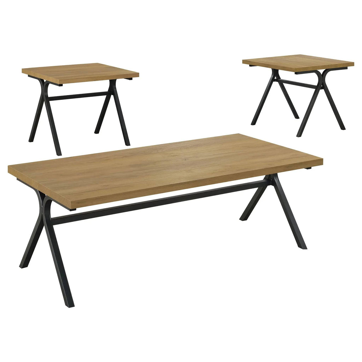 Colmar 3-piece Engineered Wood Coffee Table Set Golden | 3-Piece Set | Engineered Wood & Metal | Oak