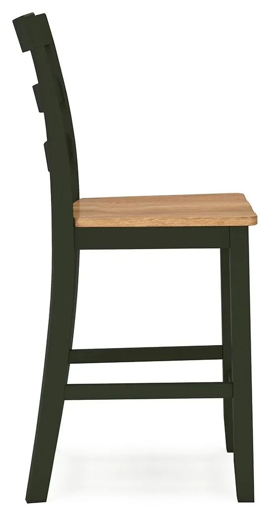 Counter Height Bar Stools | Contoured Seat | Natural Wood | Set Of Two