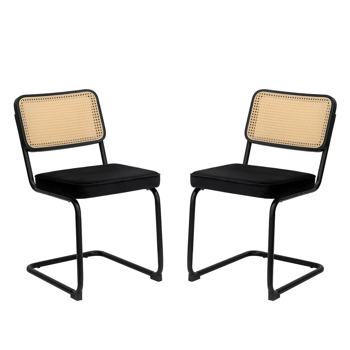 Rattan Dining Chairs | Set Of 2 | Painted Legs | Cantilever Mid-Century Style