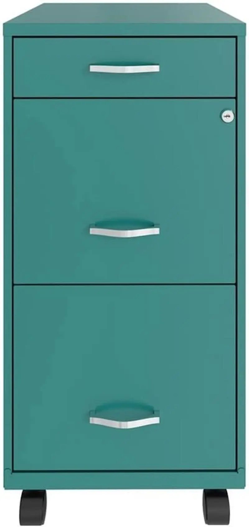 3 Drawer 29.52 Inch Turquoise Metal Filing Cabinet Lockable Preassembled for Home Office from PriceLows™