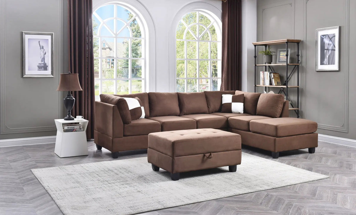 Malone Comfort Sectional | Pocketed Coil And Foam Seating | Removable Backs | 111 Inch Length