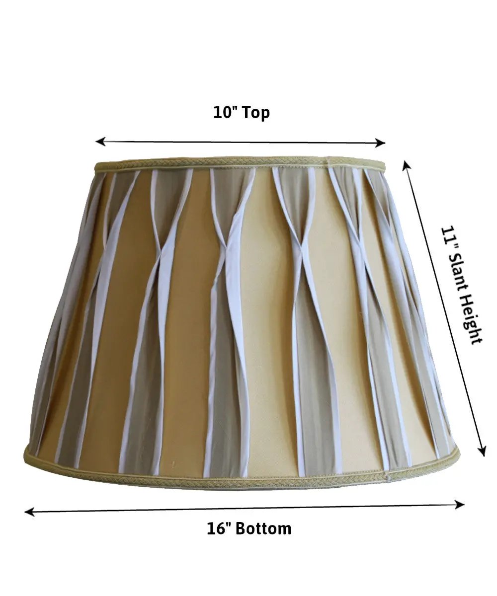 Lampshade | 16X11 Inches | Pinched Pleat | Beige And White