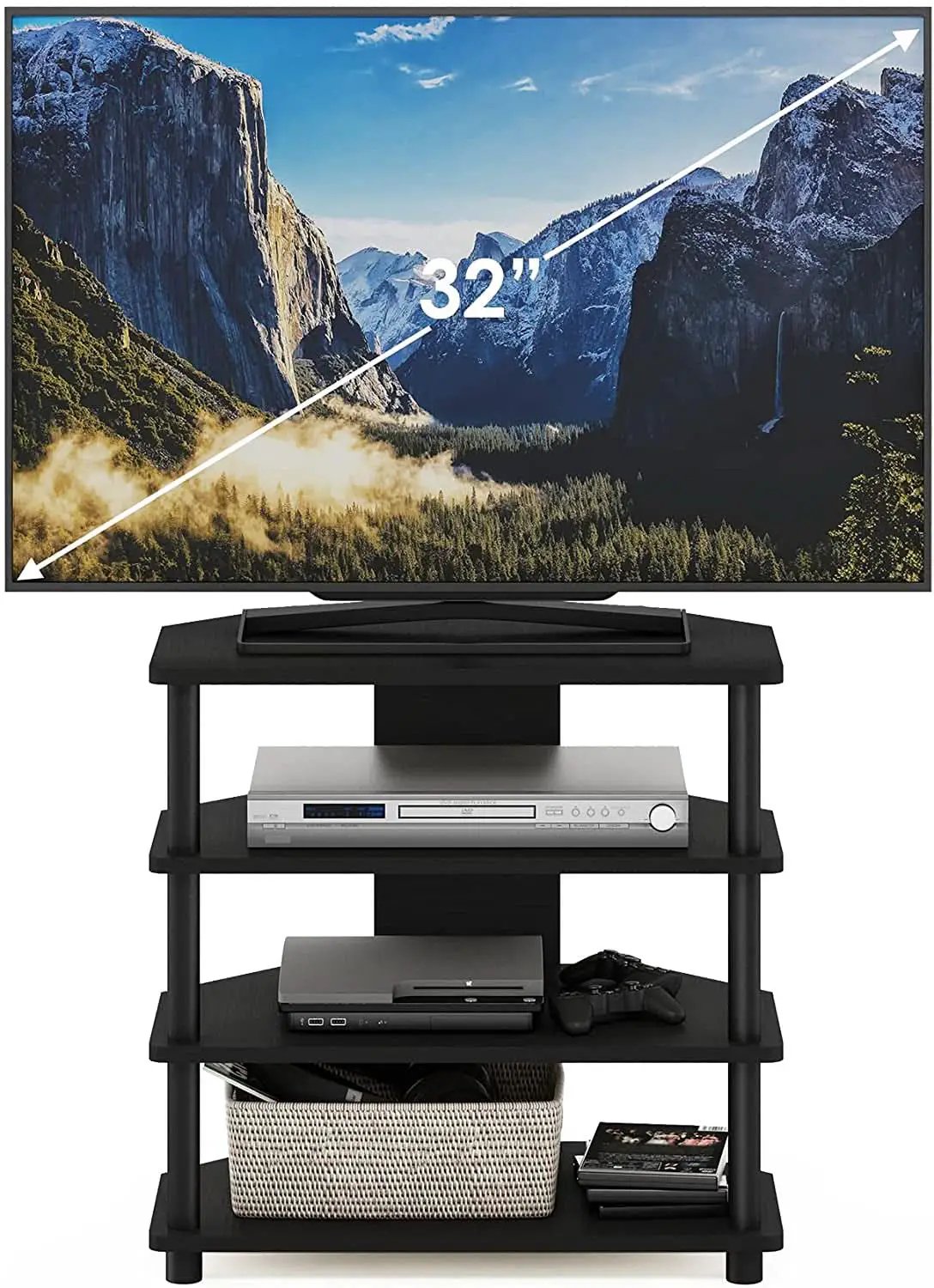 Turn-N-Tube 4-Tier Petite TV Stand Blackwood Easy Assembly from PriceLows™