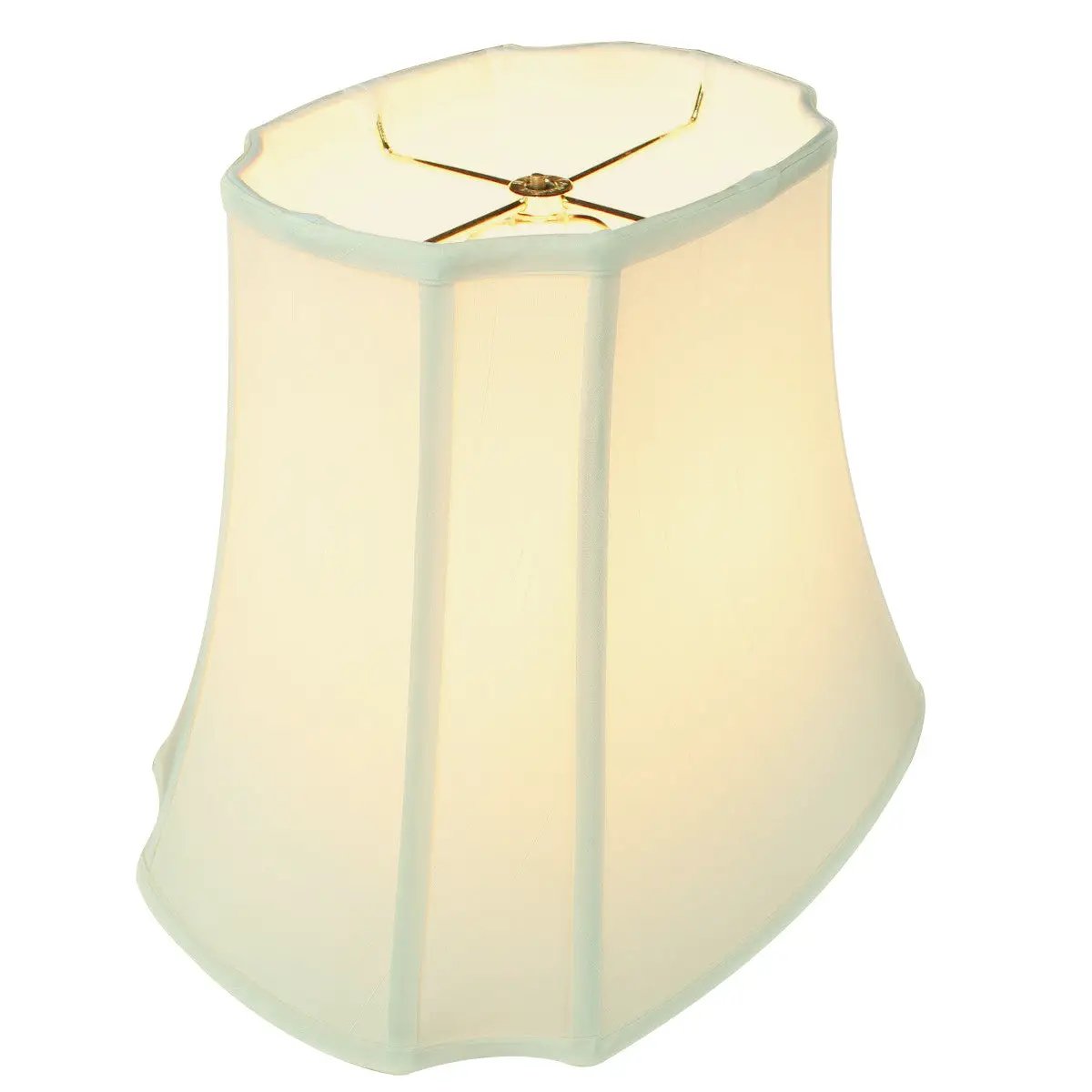 French Oval Lamp Shade | 12 By 12 Inch | Piped Trim | Ivory