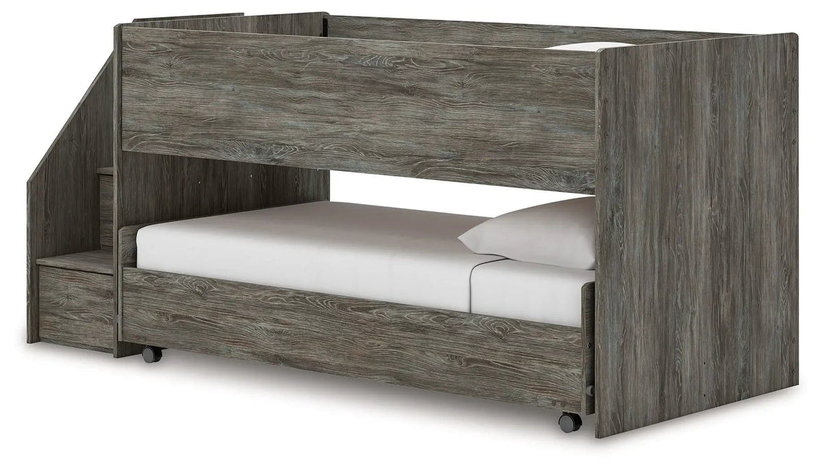 Frandern Twin Over Twin Loft Bed | Loft Bed | Engineered Wood & Metal | Gray