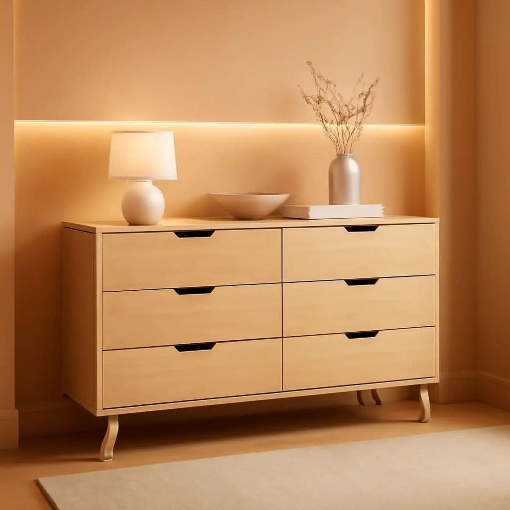 Mid-Century Modern 6-Drawer Dresser, 52 Inch Width from PriceLows™