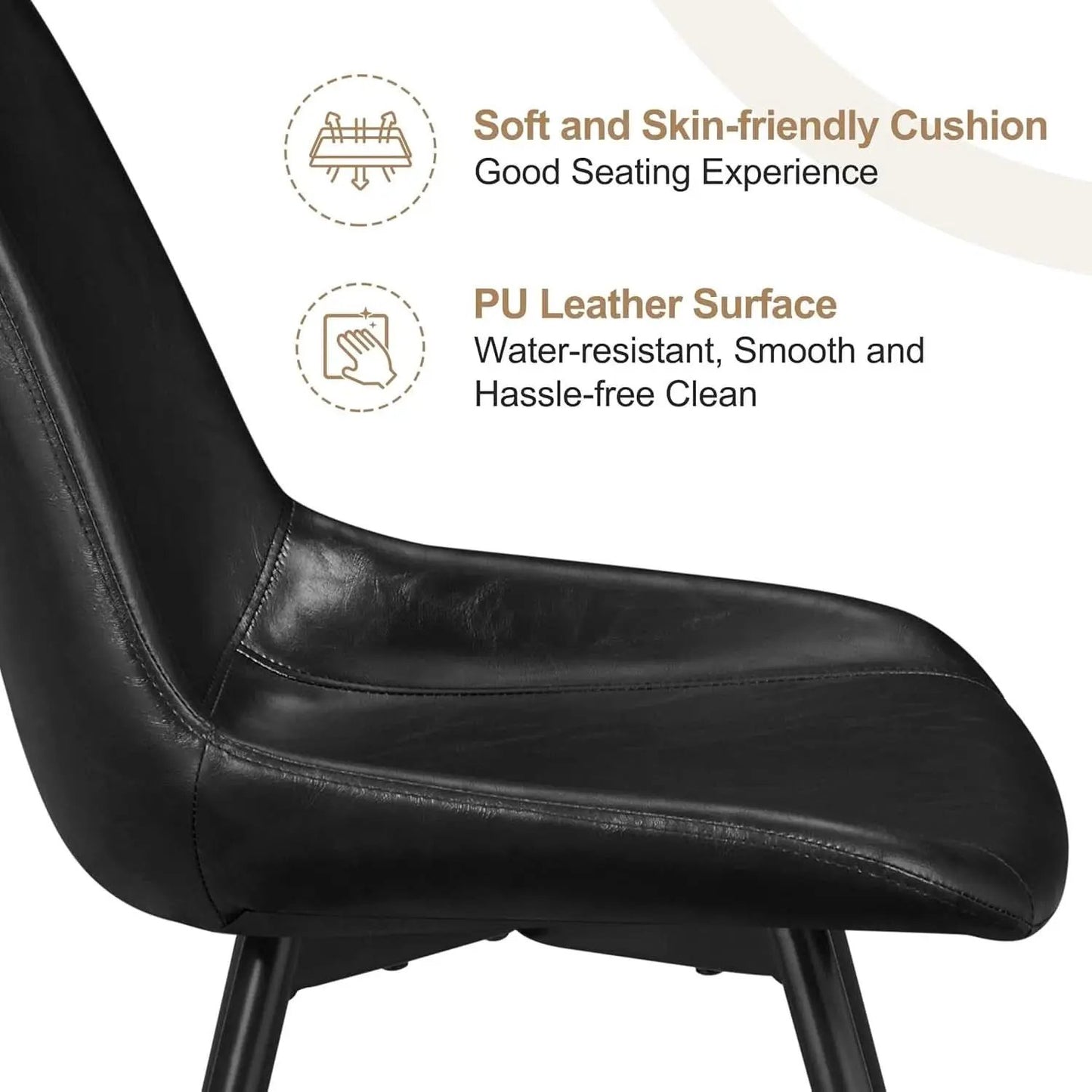 Mid Century Black Faux Leather Dining Chairs Set Of 2 from PriceLows™