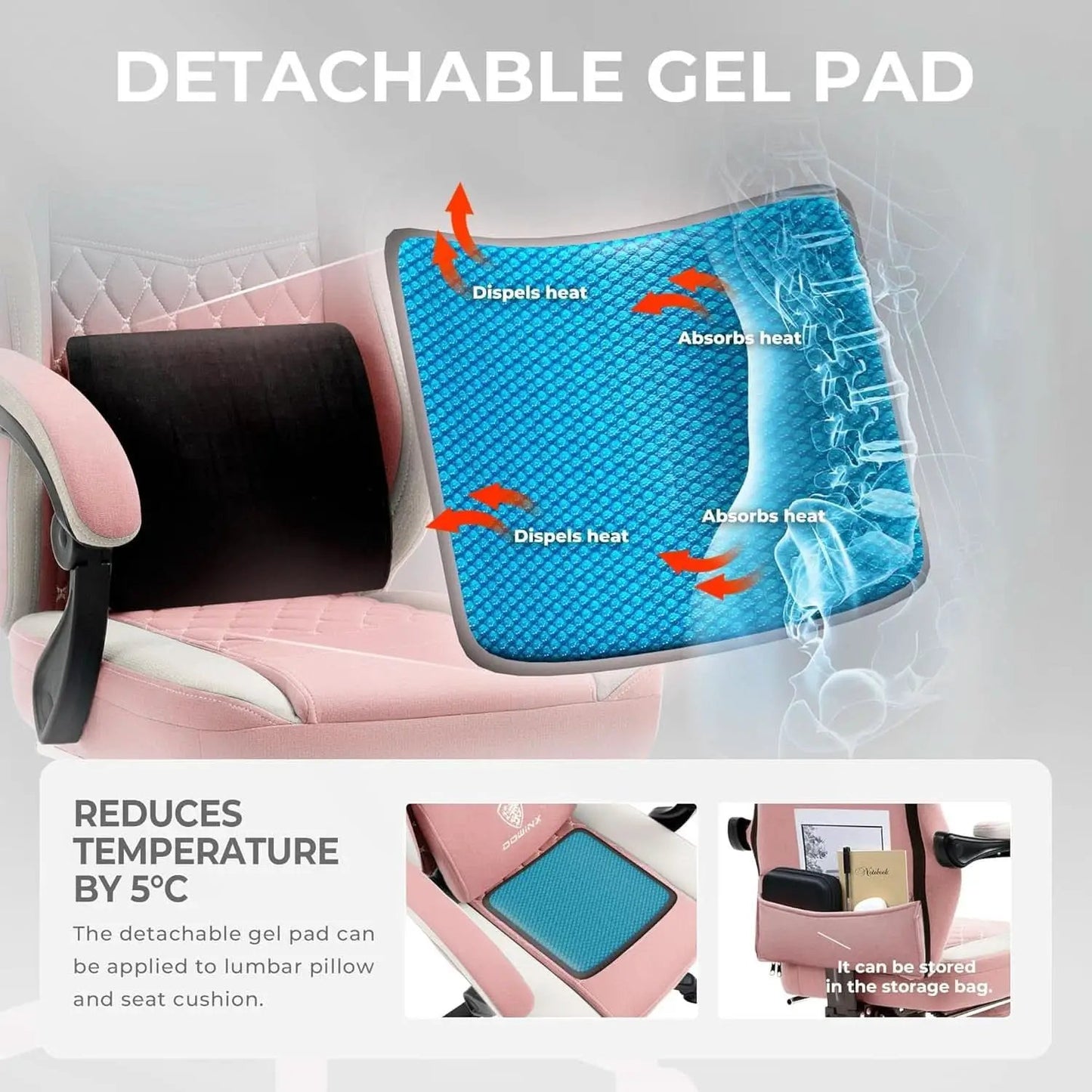 Pink Gaming Chair With Pocket Spring Cushion For Comfort from PriceLows™