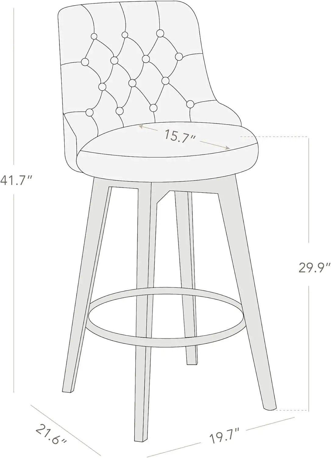 Bar Stool 30 Inch Stone Grey Upholstered 360 Degree Swivel from PriceLows™