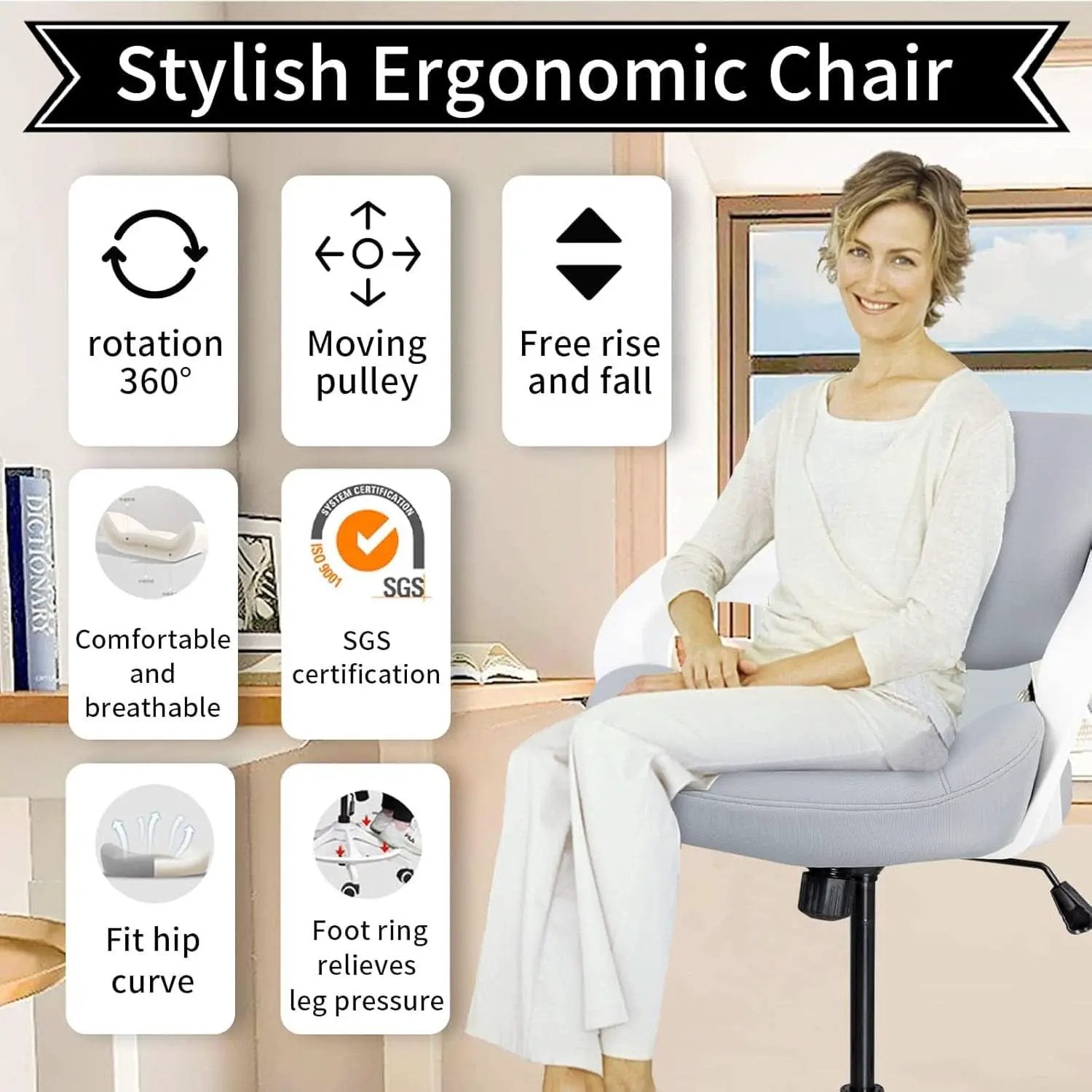 Ergonomic Drafting Chair With Lumbar Support Grey Office from PriceLows™