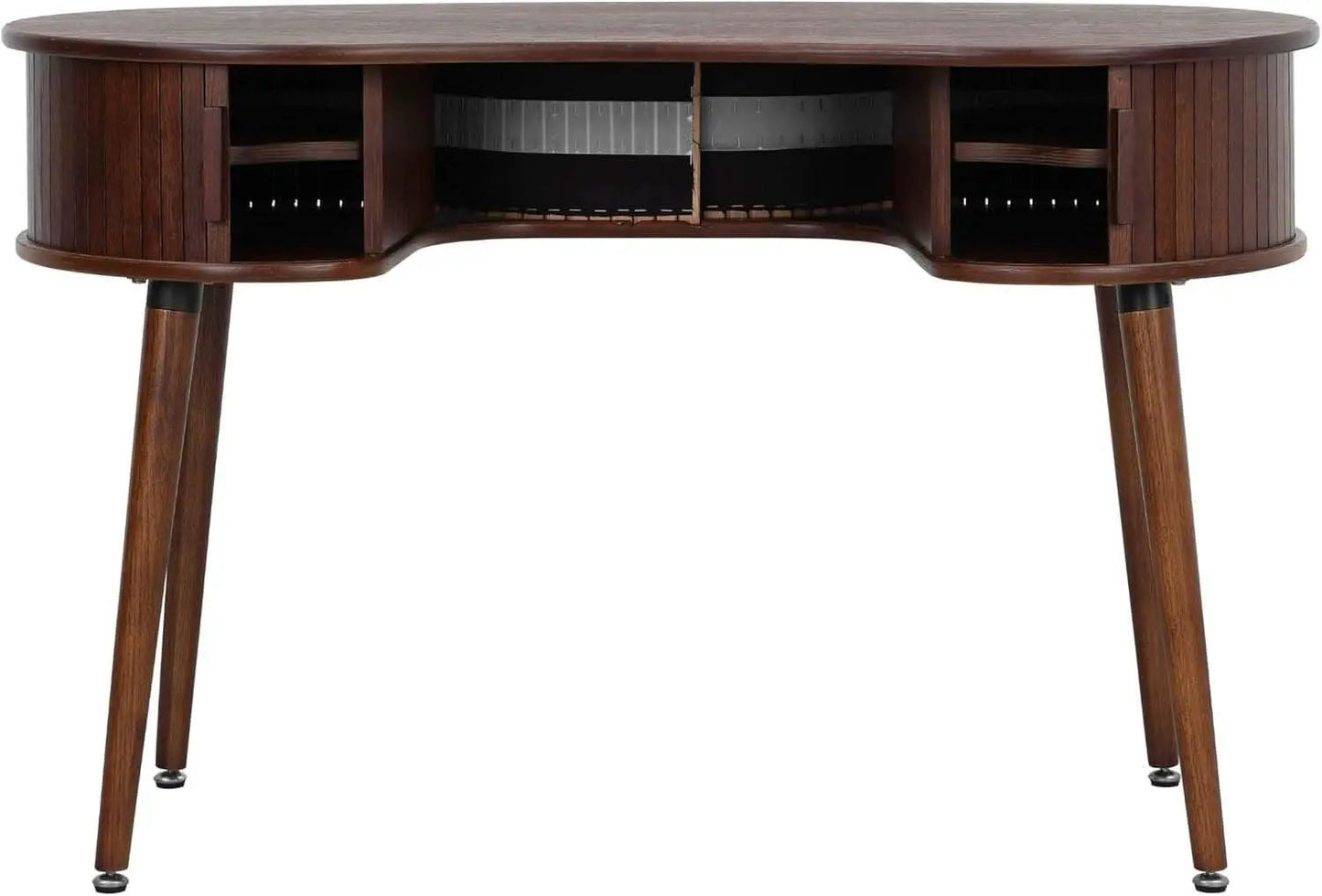 Ripple Desk Dark Walnut Vertical Groove Concealed Drawers from PriceLows™