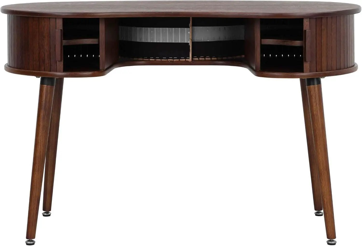 Ripple Desk Dark Walnut Vertical Groove Concealed Drawers from PriceLows™