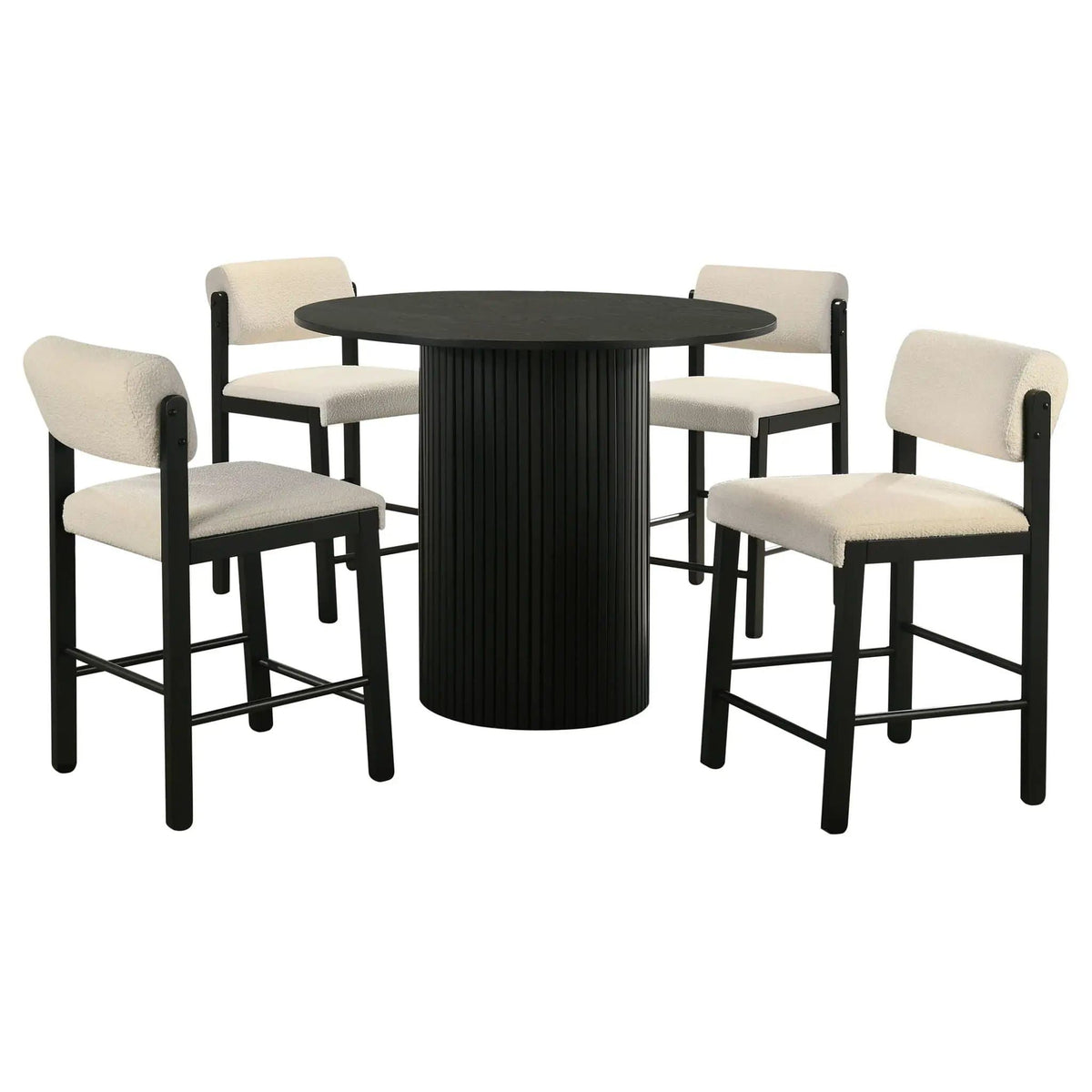 Hamlyn 5-piece Round Wood Counter Height Dining Set Cream and | 5-Piece Set | Wood | Black