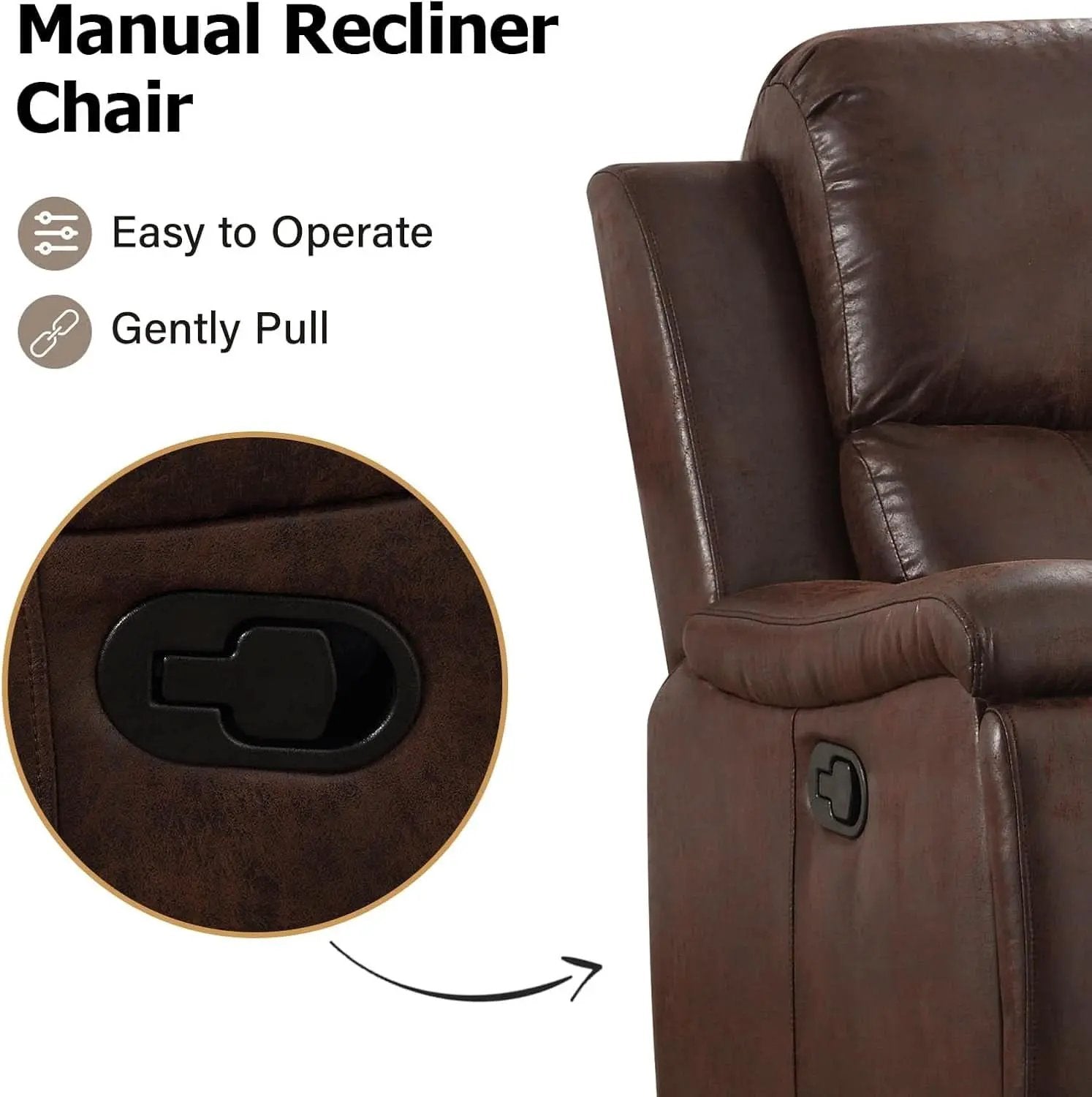 Leather Recliner Chair Red Brown With Concealed Cup Holders from PriceLows™