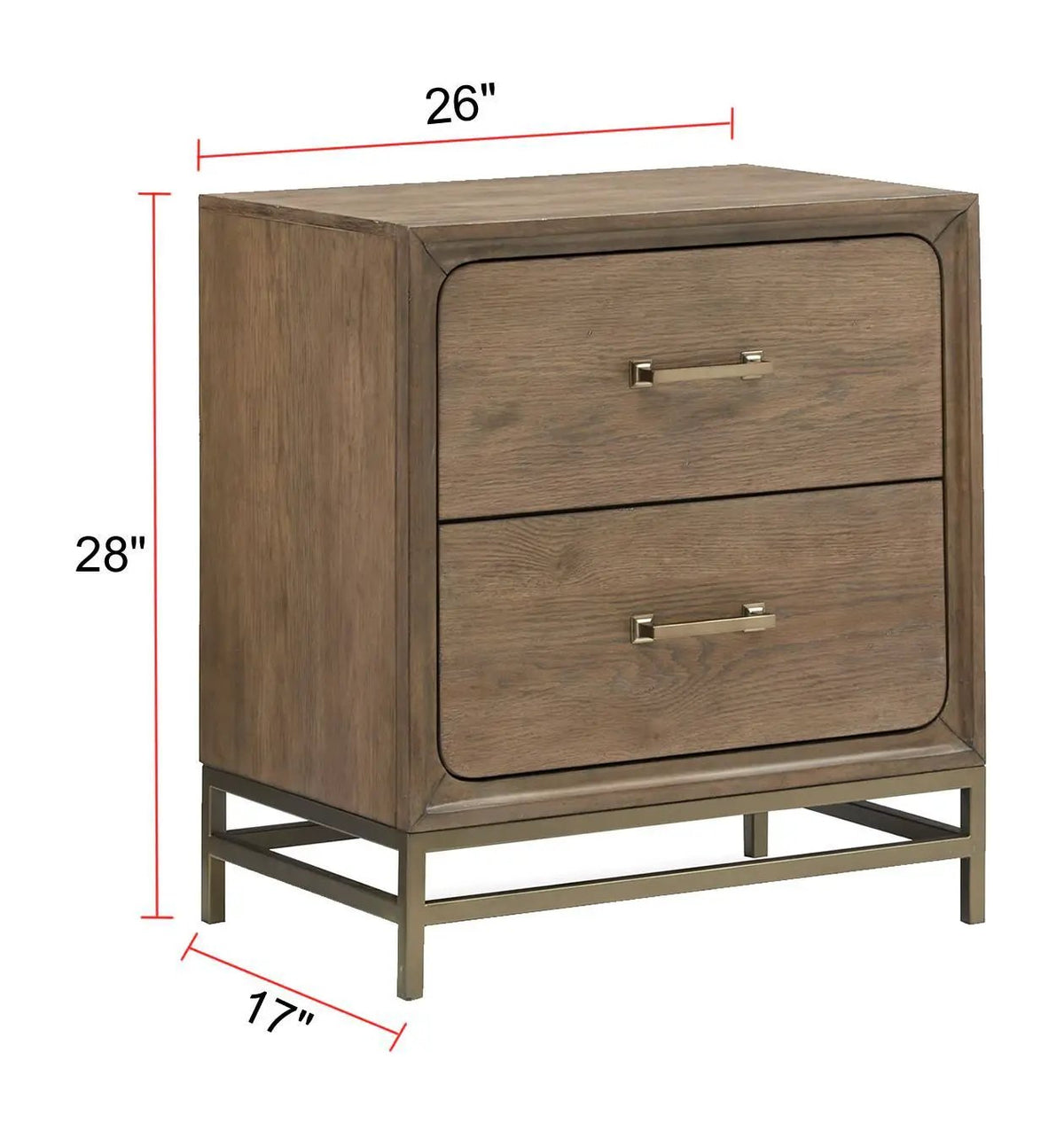 Lindon Drawer Nightstand | Belgian Wheat Finish | Knotty White Oak Veneer | Two Storage Drawers