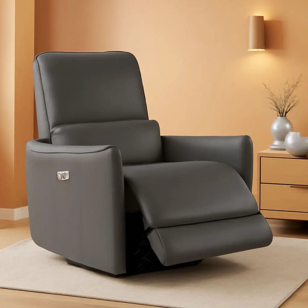 Power Recliner Chair USB Charging Charcoal Faux Leather from PriceLows™