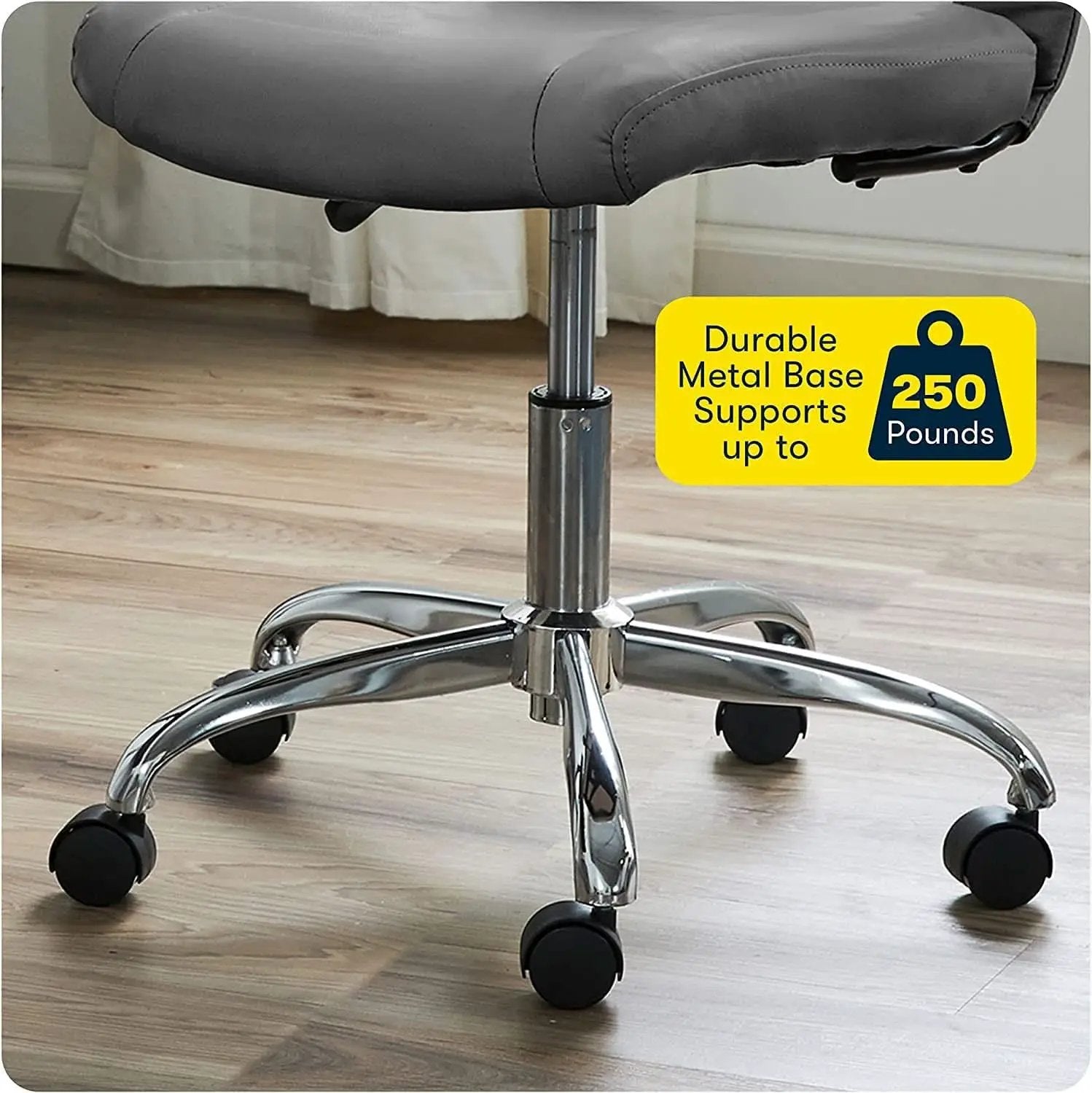 Gray Armless Desk Chair With Wheels And Breathable Mesh from PriceLows™