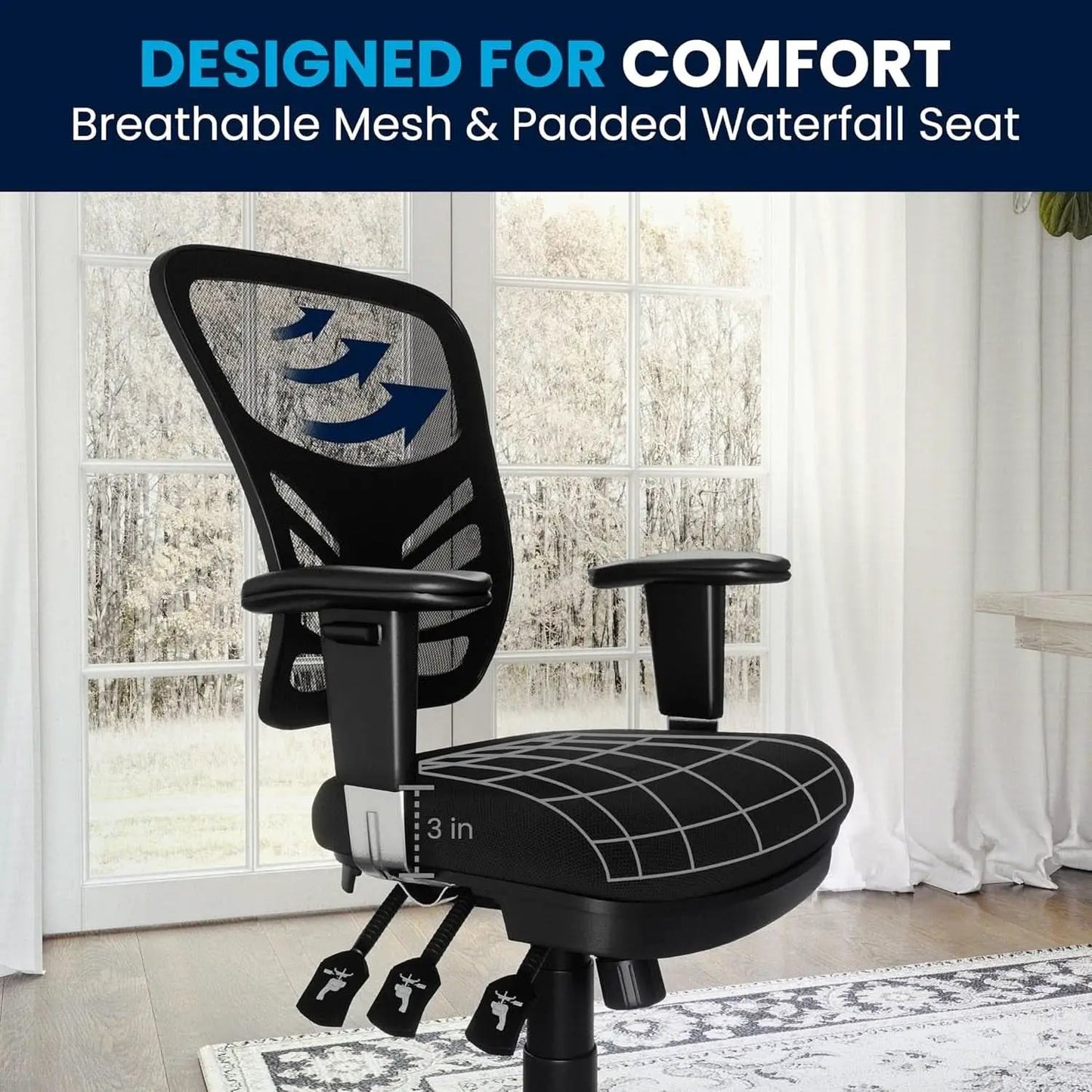 Ergonomic Mesh Office Chair With Adjustable Lumbar Black from PriceLows™