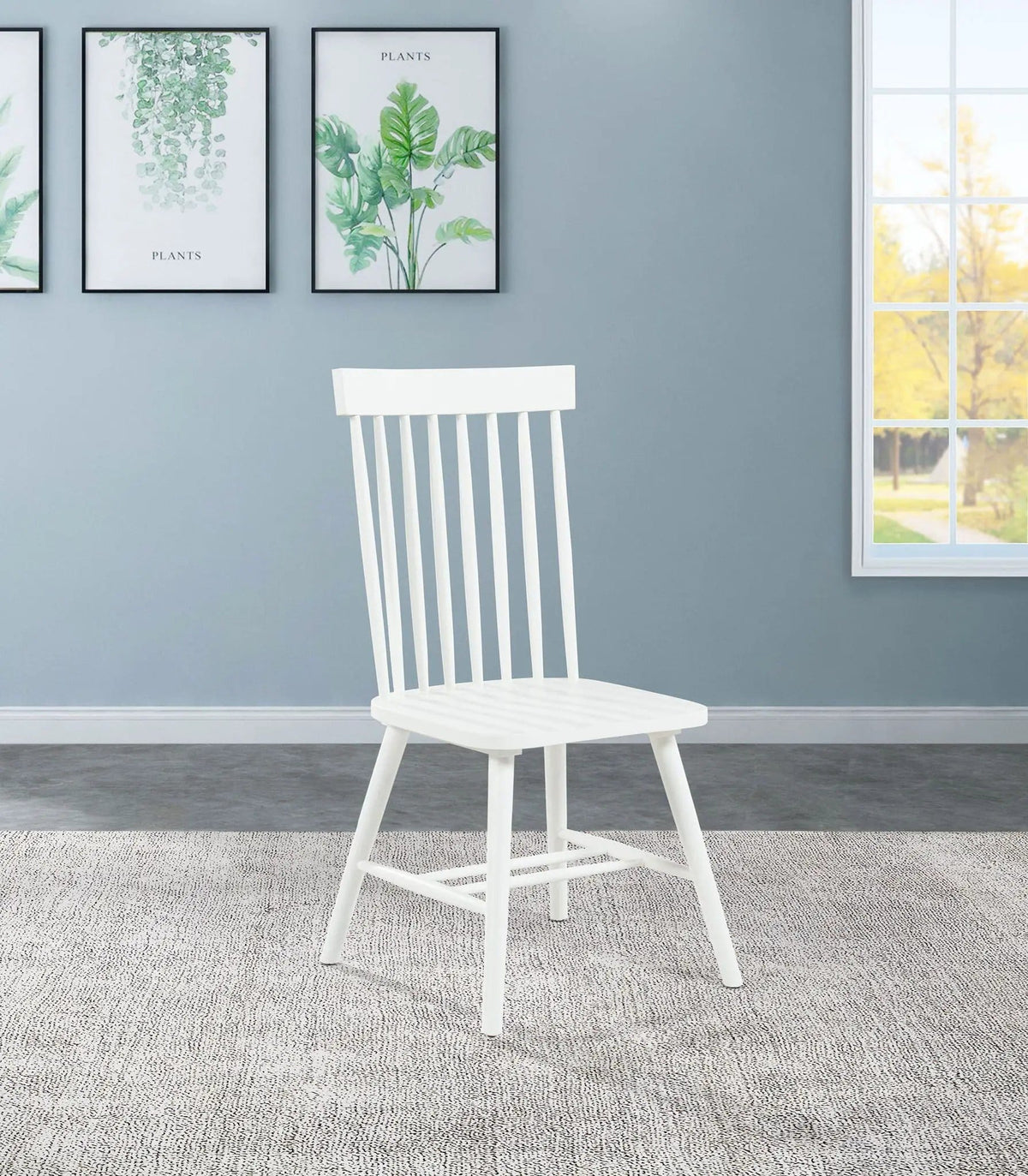 Andrews Windsor Spindle Back Dining Side Chair White (Set of 2) | 19 x 21.25 x 39.25 in | Rubberwood & Veneer | Dining Room