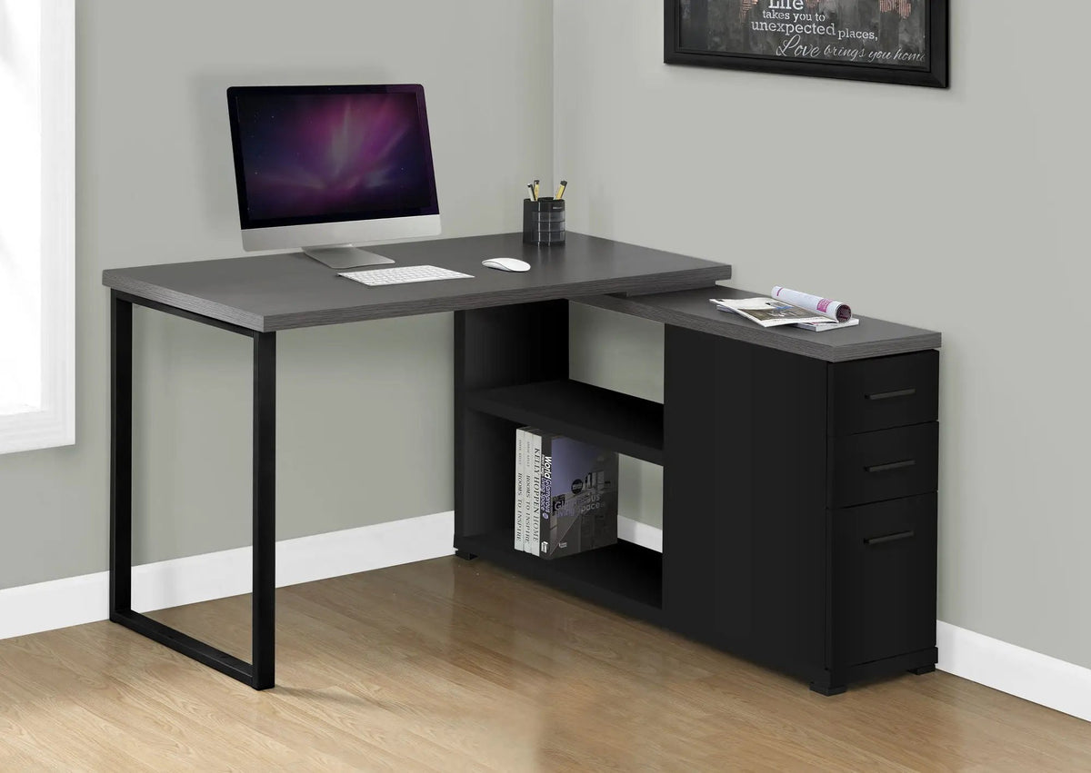 L-Shaped Computer Desk With Drawers | 47.25 Inch Width | Left Or Right Setup | Three Drawers