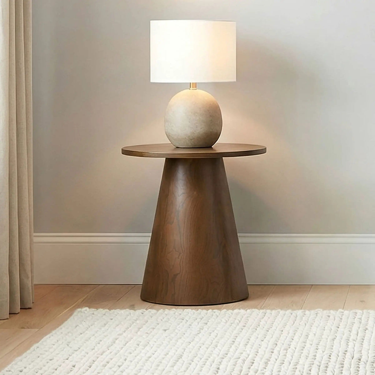 Franklin Round Wood Pedestal Side End Table | 23.5 x 23.5 x 21.75 in | Engineered Wood & Veneer | Dark Brown