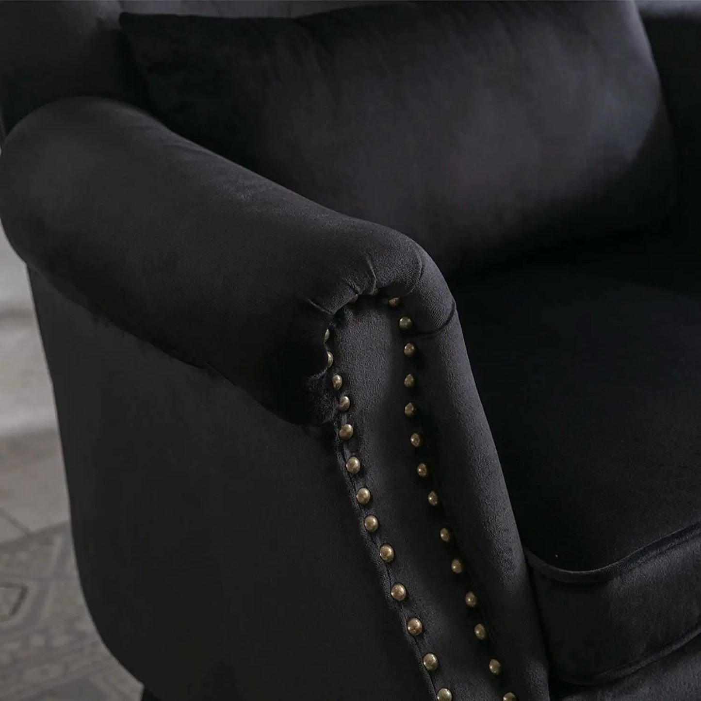 Elegant Black Velvet Wingback Chair With Ottoman Set from PriceLows™