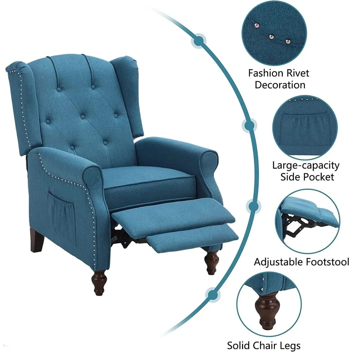 Wingback Recliner Chair With Massage And Heat Living Room from PriceLows™
