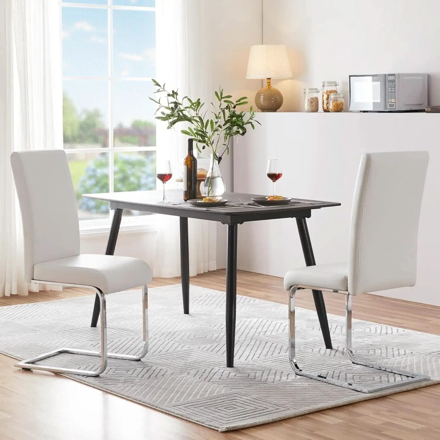 Set Of 2 High Back Faux Leather Dining Chairs White from PriceLows™