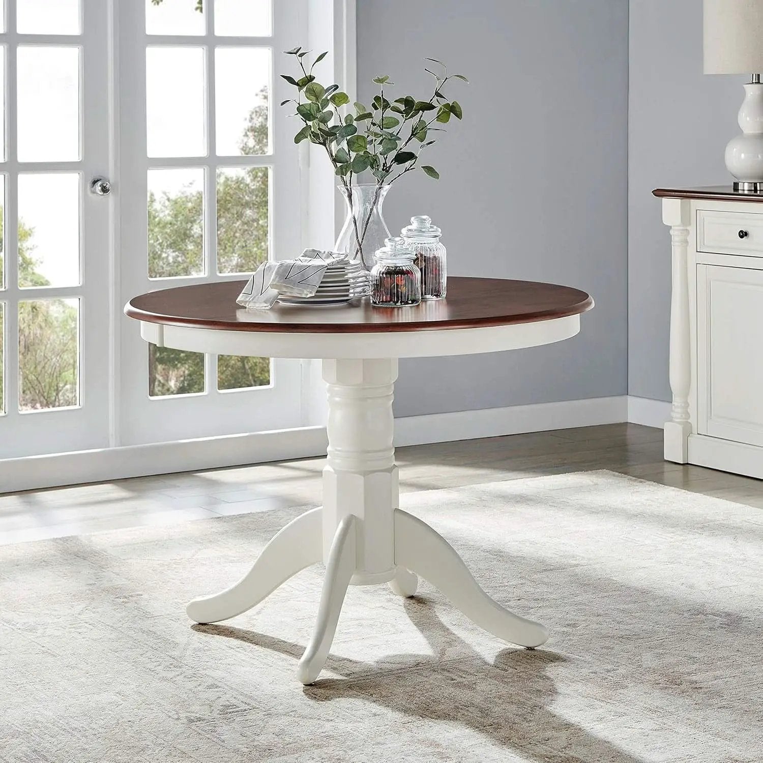 Round Dining Table Set Distressed White Five Piece Set from PriceLows™