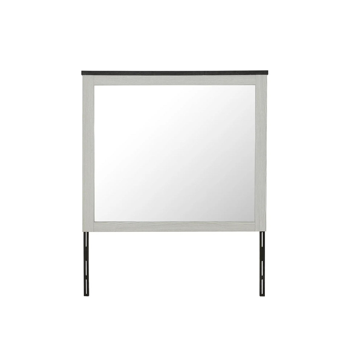 Avery Dresser Mirror | Beige | Large Scale Mirror | Dark Top And Sleek Frame
