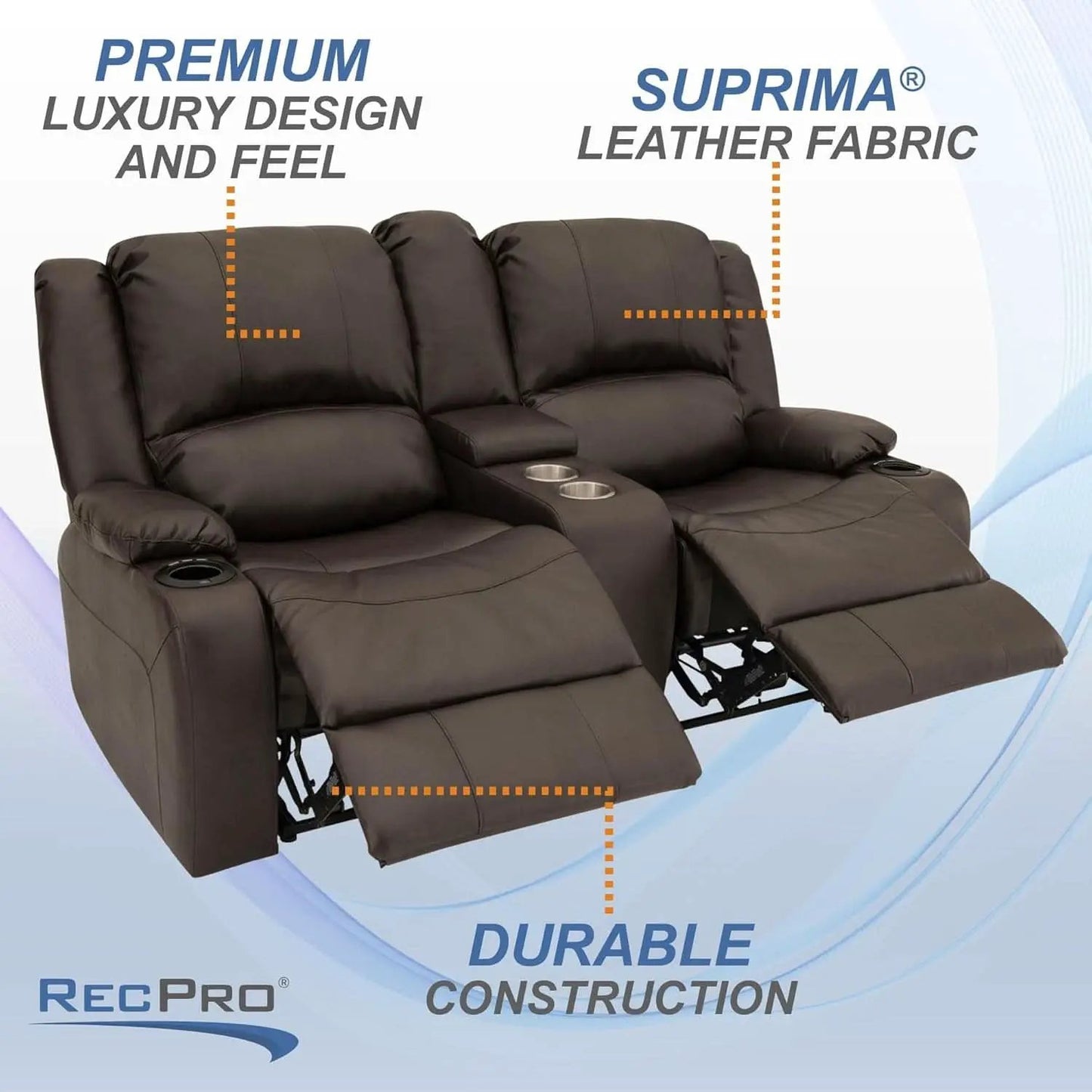 Powered Wall Hugger RV Recliner Sofa Loveseat 67In Chestnut from PriceLows™