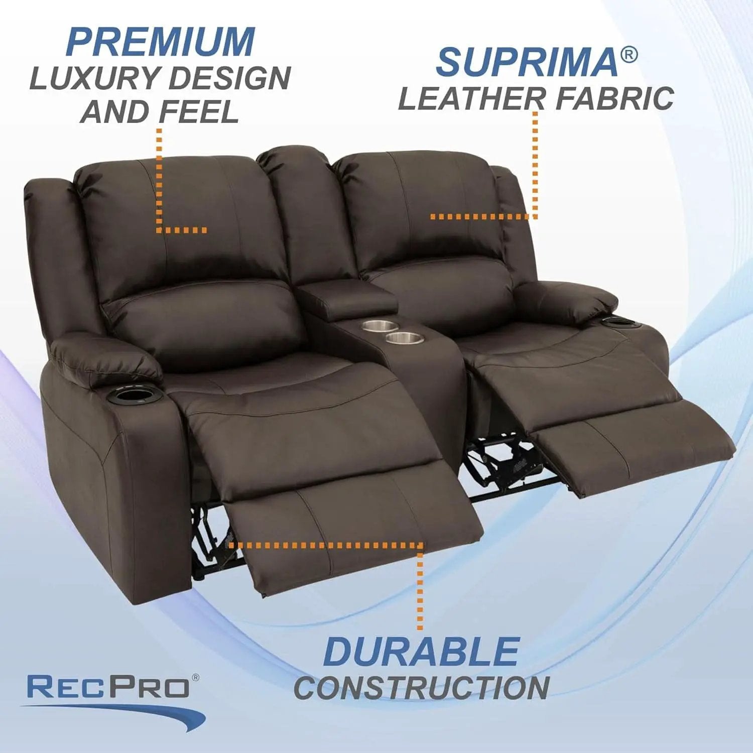 Powered Wall Hugger RV Recliner Sofa Loveseat 67In Chestnut from PriceLows™