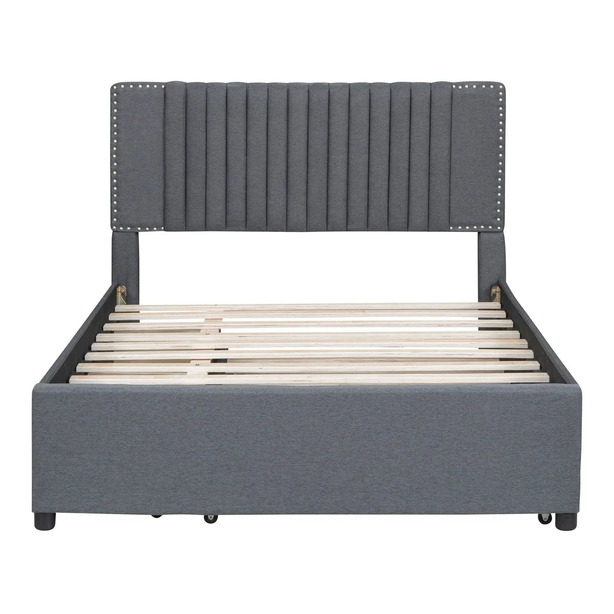 Upholstered Platform Bed | Drawers | Classic Headboard Design | Thick Foam Fill