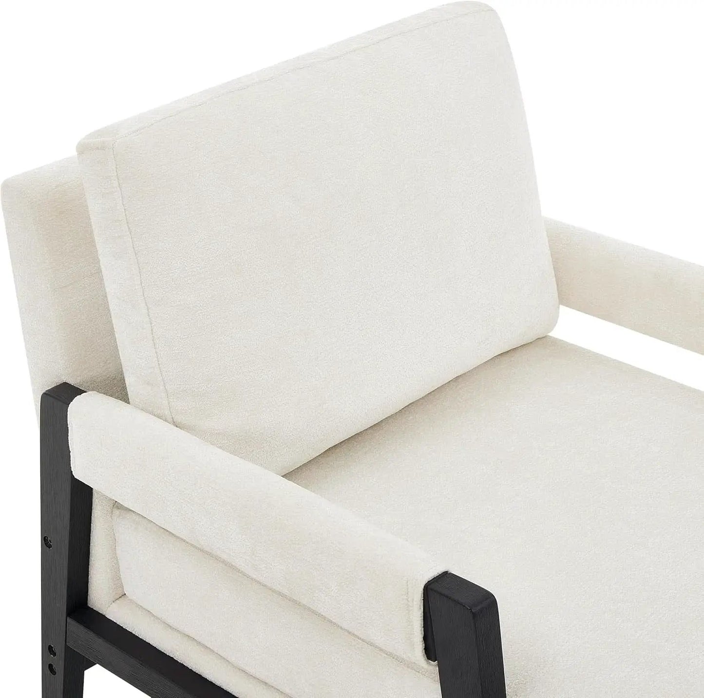 White Chenille Upholstered Mid Century Accent Armchair from PriceLows™