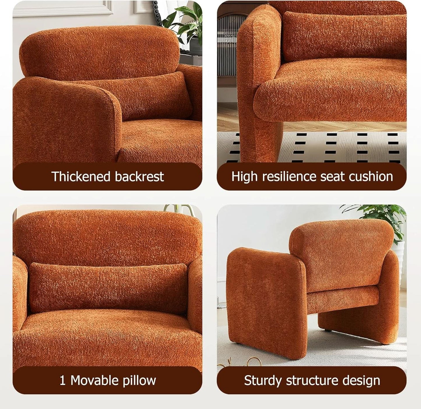 33.86 Inch Sherpa Upholstered Armchair For LivingRoom from PriceLows™