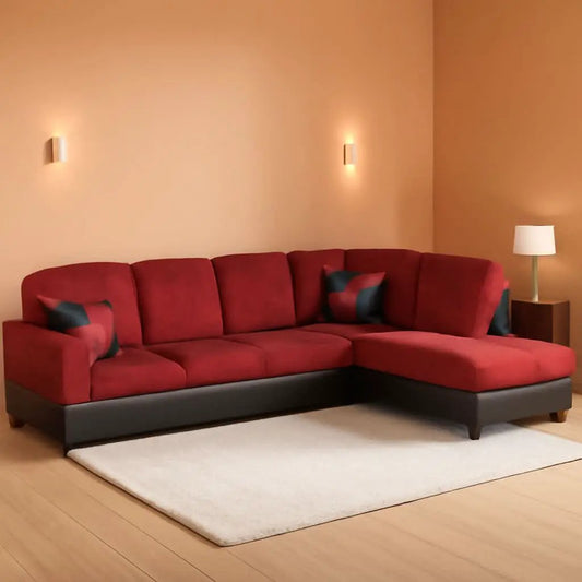 2 Piece Sectional Sofa Set L Shape Microfiber With Chaise Red Right Hand Facing Living Room from PriceLows™