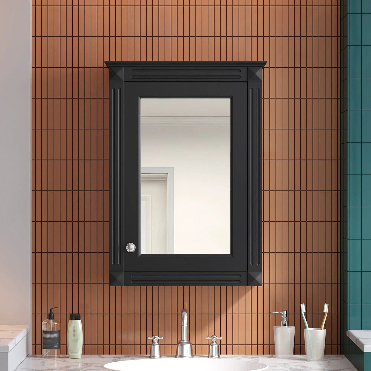 Over-Toilet Medicine Cabinet | Wall Mounted | Full-Length Mirror | Height-Adjustable Shelf
