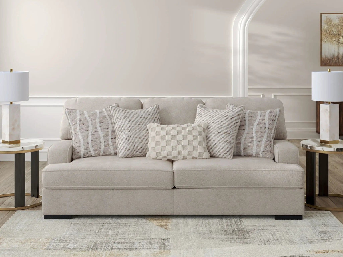 High Profile Sofa | 94 x 45 x 41 in | Fabric & Wood | Taupe