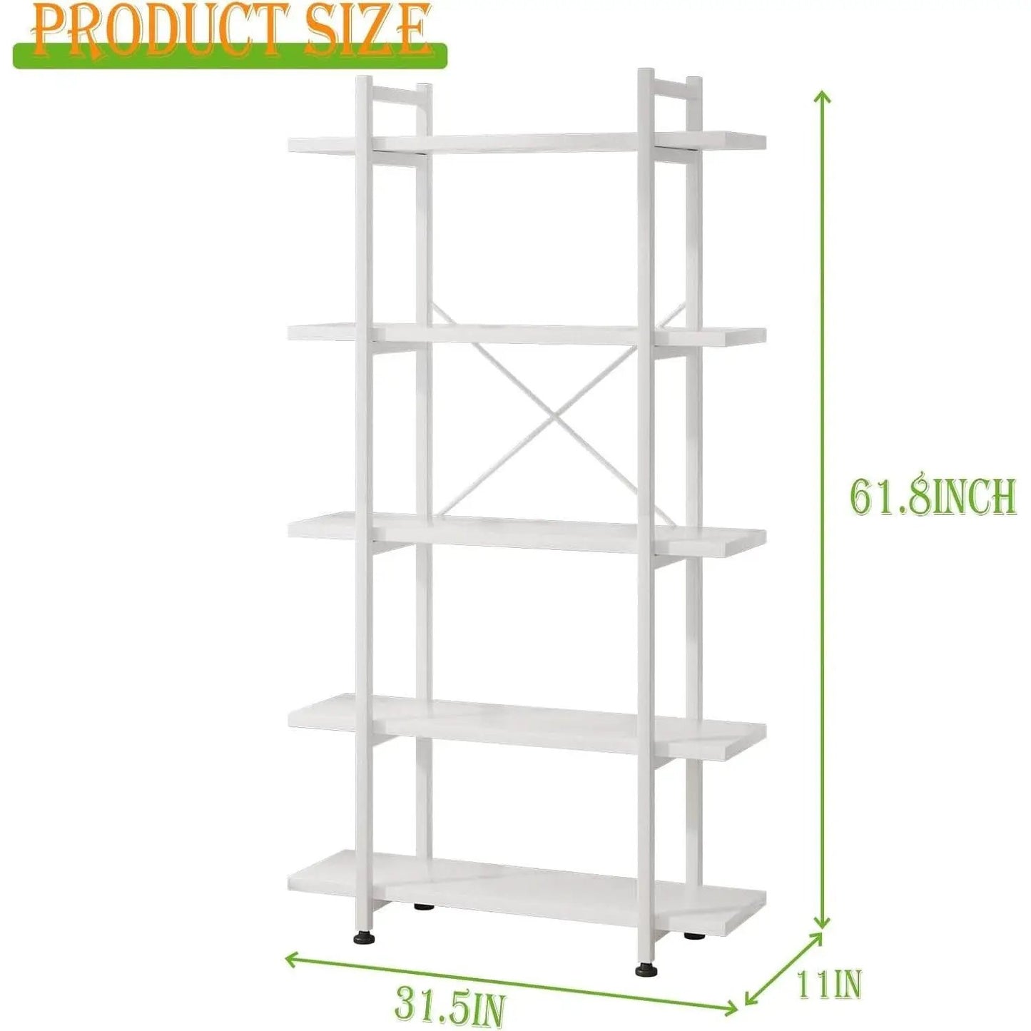 White 5 Tier Wooden Bookcase Tall Storage Organizer from PriceLows™
