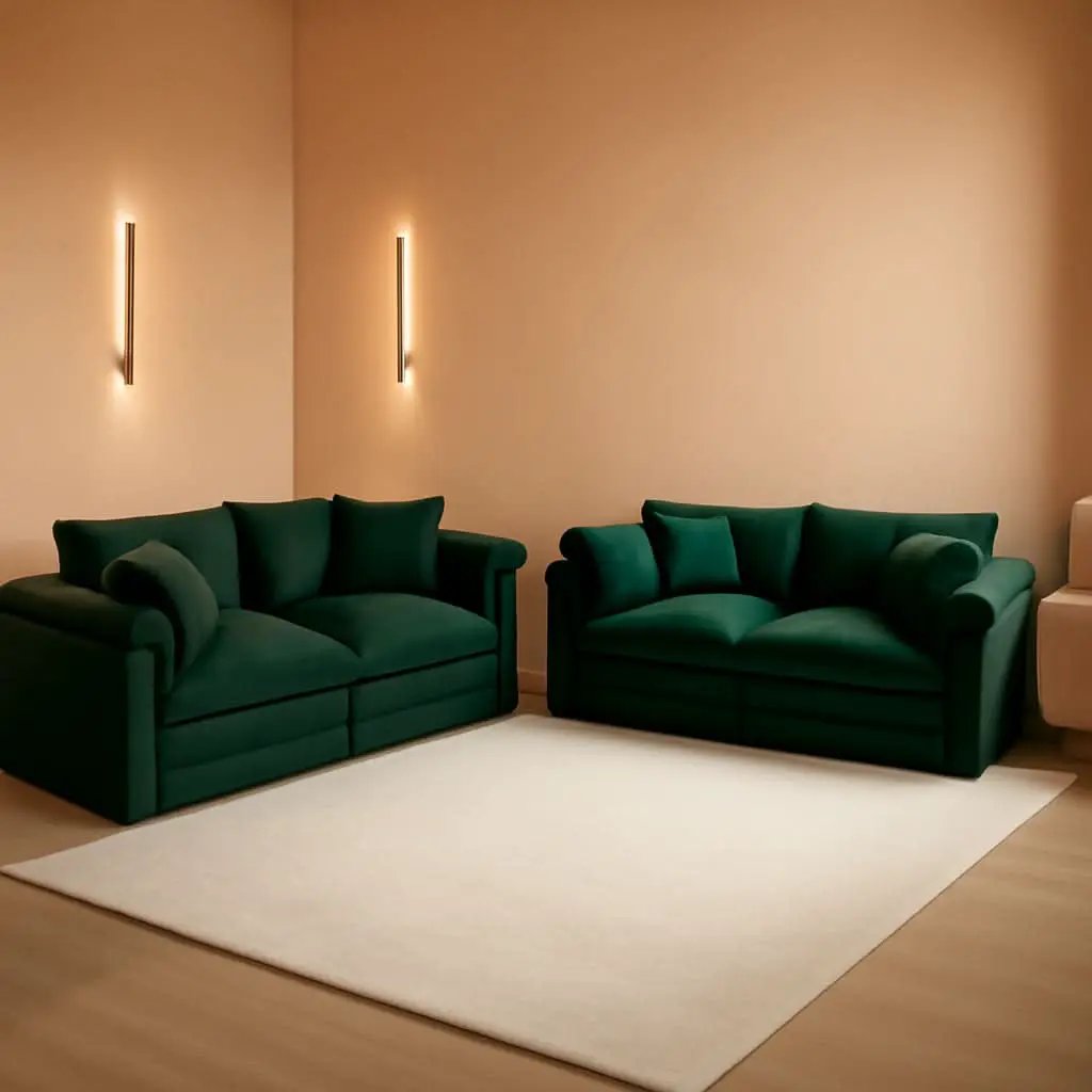 Oversized 2 Piece Sofa Set 3 Seater Loveseat Green from PriceLows™