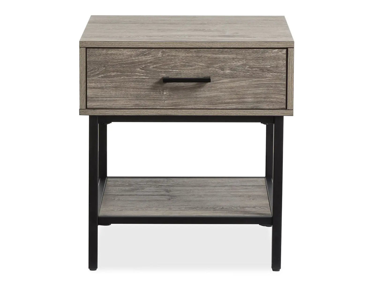 Fenwick Rectangular End Table | Whitetail Brown Finish | Matte Black Metal | Industrial Style