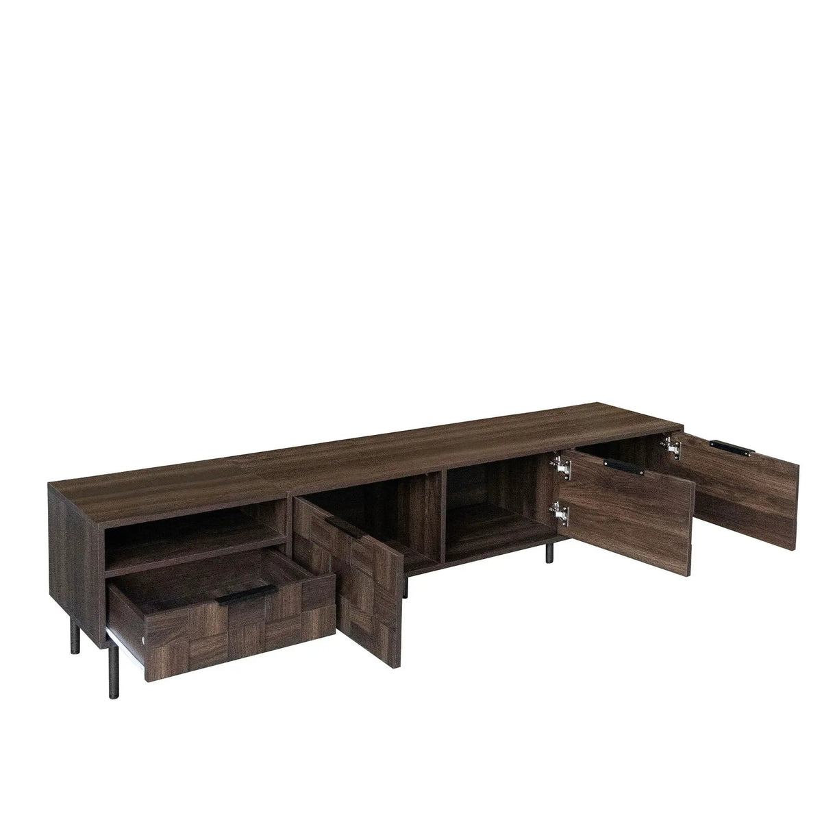 TV Stand | 78 Inch | Soft Close Storage | Walnut Finish