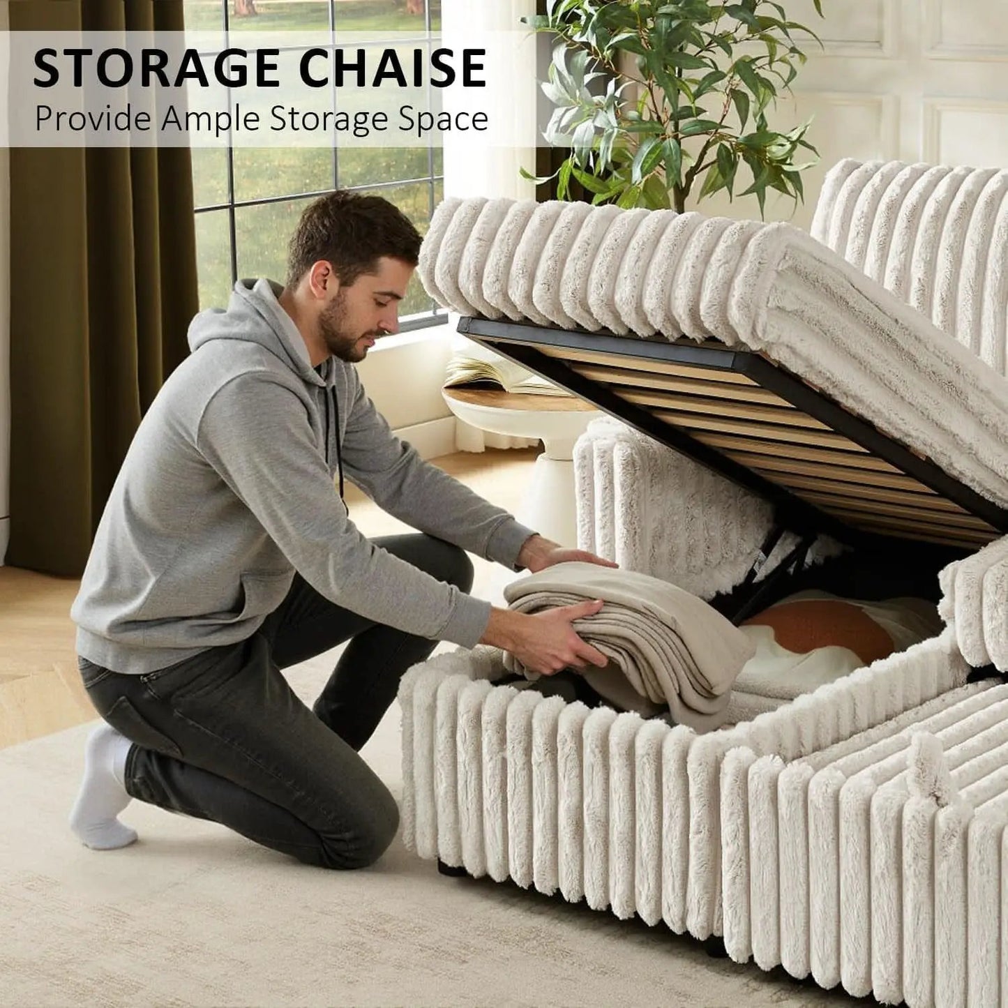 Beige 81Inch Ultra SleeperSofa With Charging Station from PriceLows™
