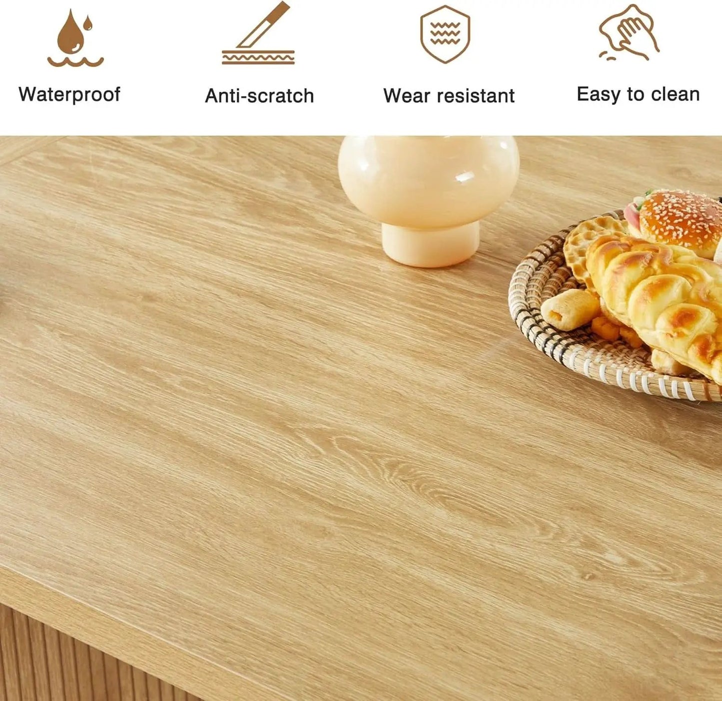 70.8 Inch Natural Dining Table For Kitchen And Dining Room from PriceLows™