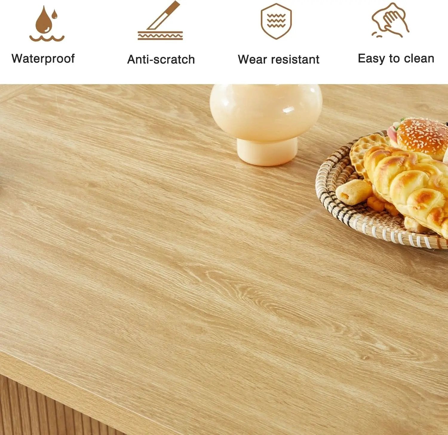 70.8 Inch Natural Dining Table For Kitchen And Dining Room from PriceLows™