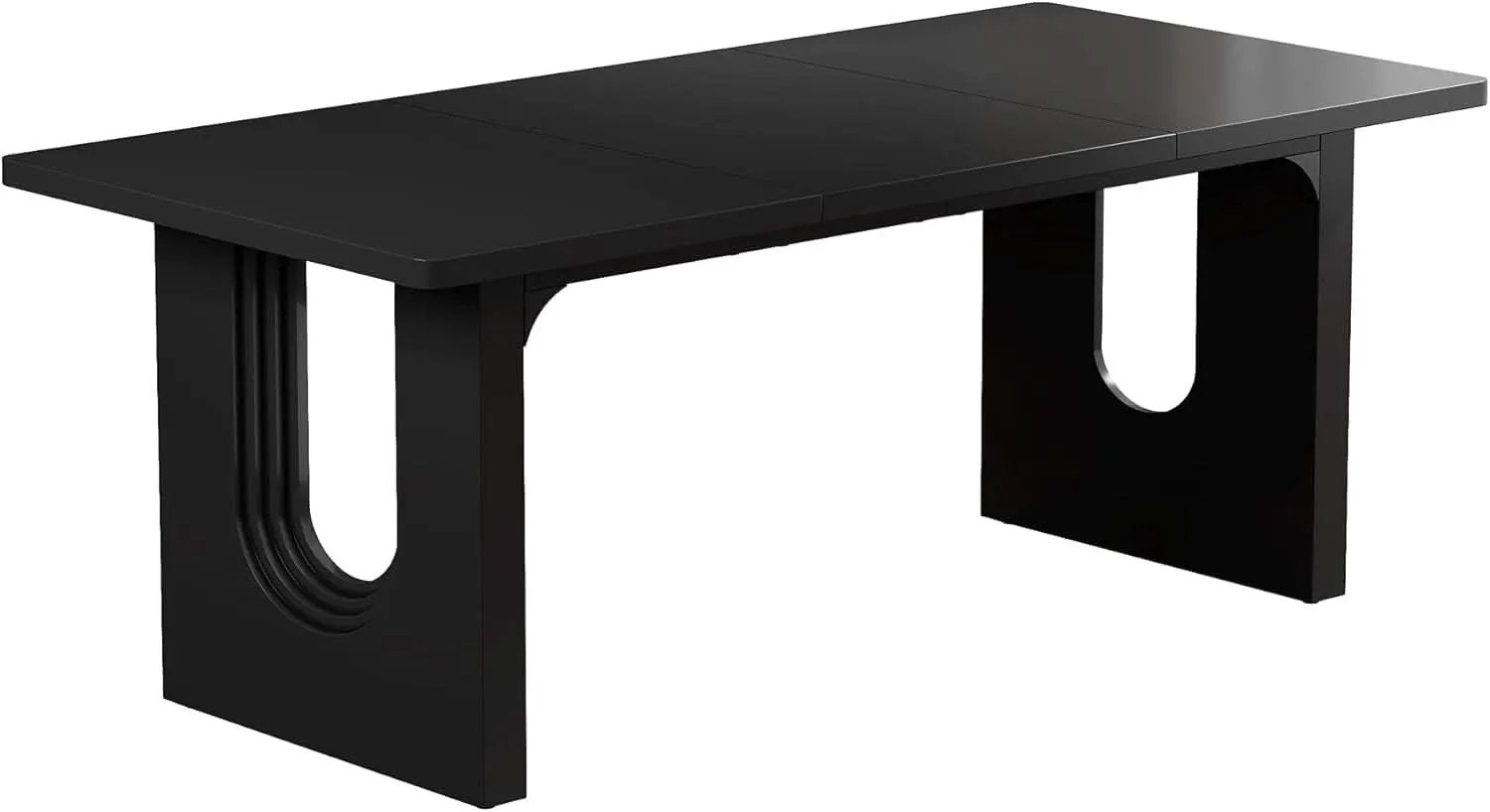 Black 71 Inch Dining Table For Six With Wood Pedestal from PriceLows™