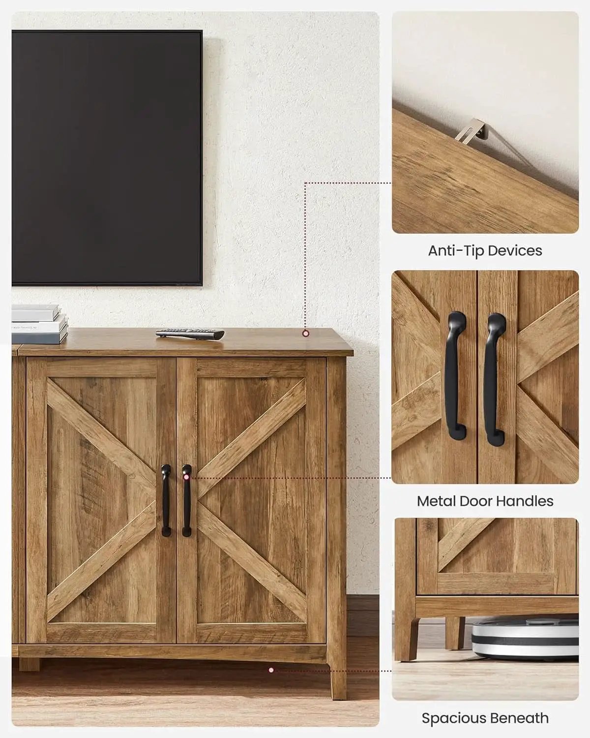 Rustic Walnut Buffet Cabinet With Adjustable Shelves from PriceLows™