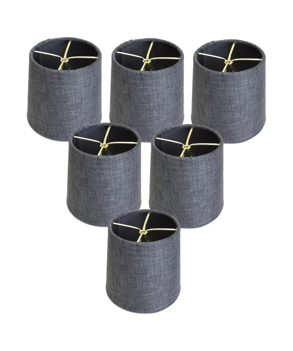 Clip On Drum Shade | 6X5 Inch | Granite Gray Burlap | Set Of 6